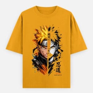 Naruto Shippuden: Naruto Uzumaki Battle Mode Unisex  Oversized Classic Cotton T-Shirt